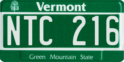 VT license plate NTC216