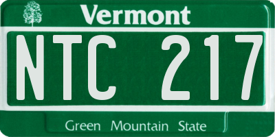 VT license plate NTC217