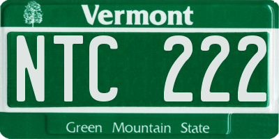 VT license plate NTC222