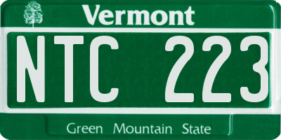 VT license plate NTC223