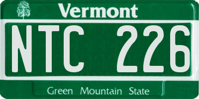 VT license plate NTC226