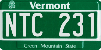 VT license plate NTC231