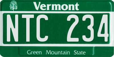 VT license plate NTC234