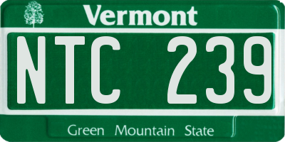 VT license plate NTC239