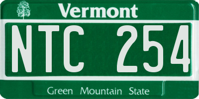 VT license plate NTC254