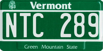 VT license plate NTC289