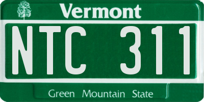 VT license plate NTC311