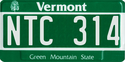VT license plate NTC314
