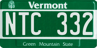 VT license plate NTC332