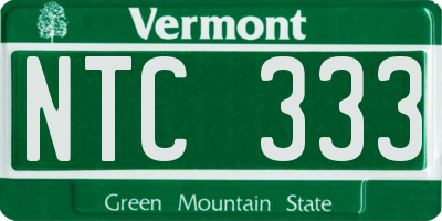 VT license plate NTC333