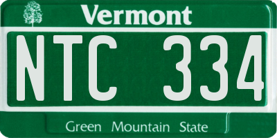 VT license plate NTC334
