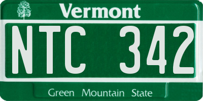 VT license plate NTC342