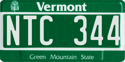 VT license plate NTC344