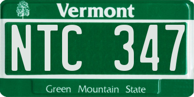 VT license plate NTC347
