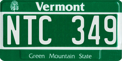 VT license plate NTC349