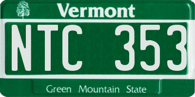VT license plate NTC353