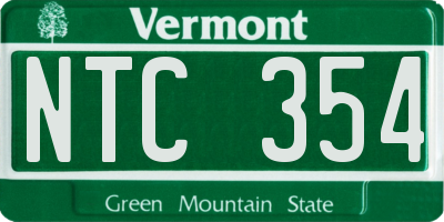 VT license plate NTC354