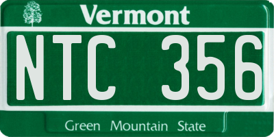 VT license plate NTC356