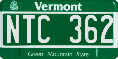VT license plate NTC362