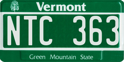 VT license plate NTC363