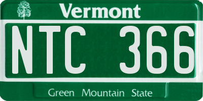 VT license plate NTC366