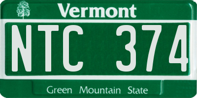 VT license plate NTC374