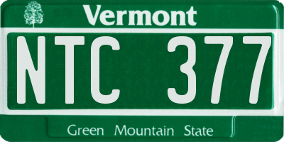 VT license plate NTC377