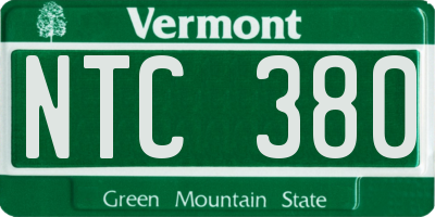 VT license plate NTC380