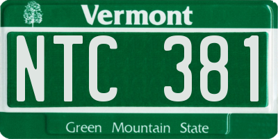 VT license plate NTC381