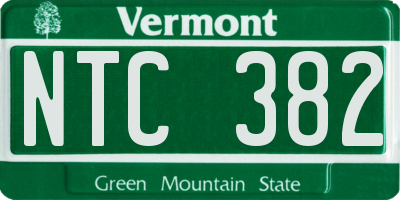 VT license plate NTC382