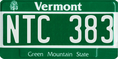 VT license plate NTC383