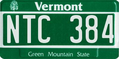 VT license plate NTC384