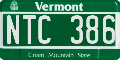 VT license plate NTC386