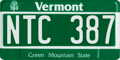 VT license plate NTC387