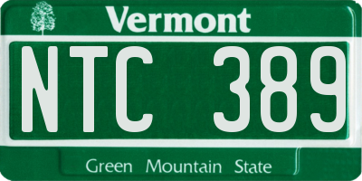 VT license plate NTC389