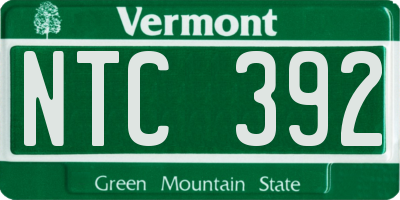 VT license plate NTC392