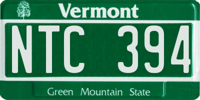 VT license plate NTC394