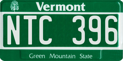VT license plate NTC396