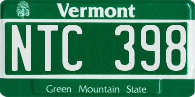 VT license plate NTC398