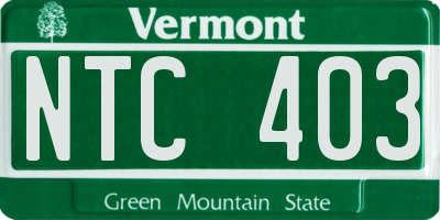 VT license plate NTC403