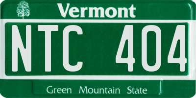 VT license plate NTC404