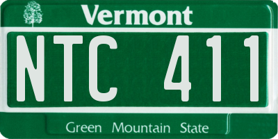 VT license plate NTC411