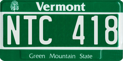 VT license plate NTC418
