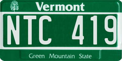 VT license plate NTC419