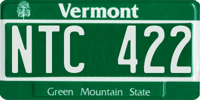 VT license plate NTC422