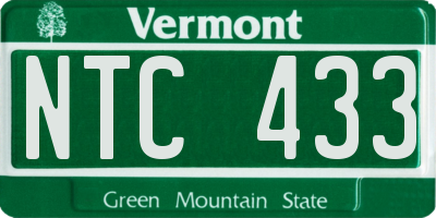 VT license plate NTC433