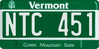 VT license plate NTC451