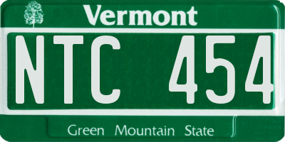 VT license plate NTC454