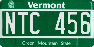 VT license plate NTC456