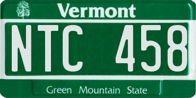 VT license plate NTC458